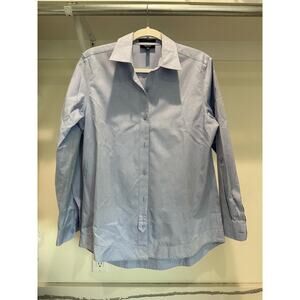 Foxcroft Non-Iron Shaped Fit Women's Button-Up Blouse Size 8 Blue‎